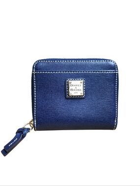 Dooney Blue Zip-Around Leather Pocket Wallet